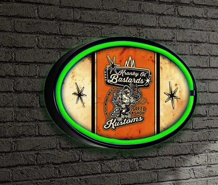 Kranky Ol Bastards Striped LED/Neon Retro Wall Sign BadAss Garage