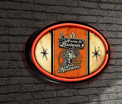 Kranky Ol Bastards Striped LED/Neon Retro Wall Sign BadAss Garage