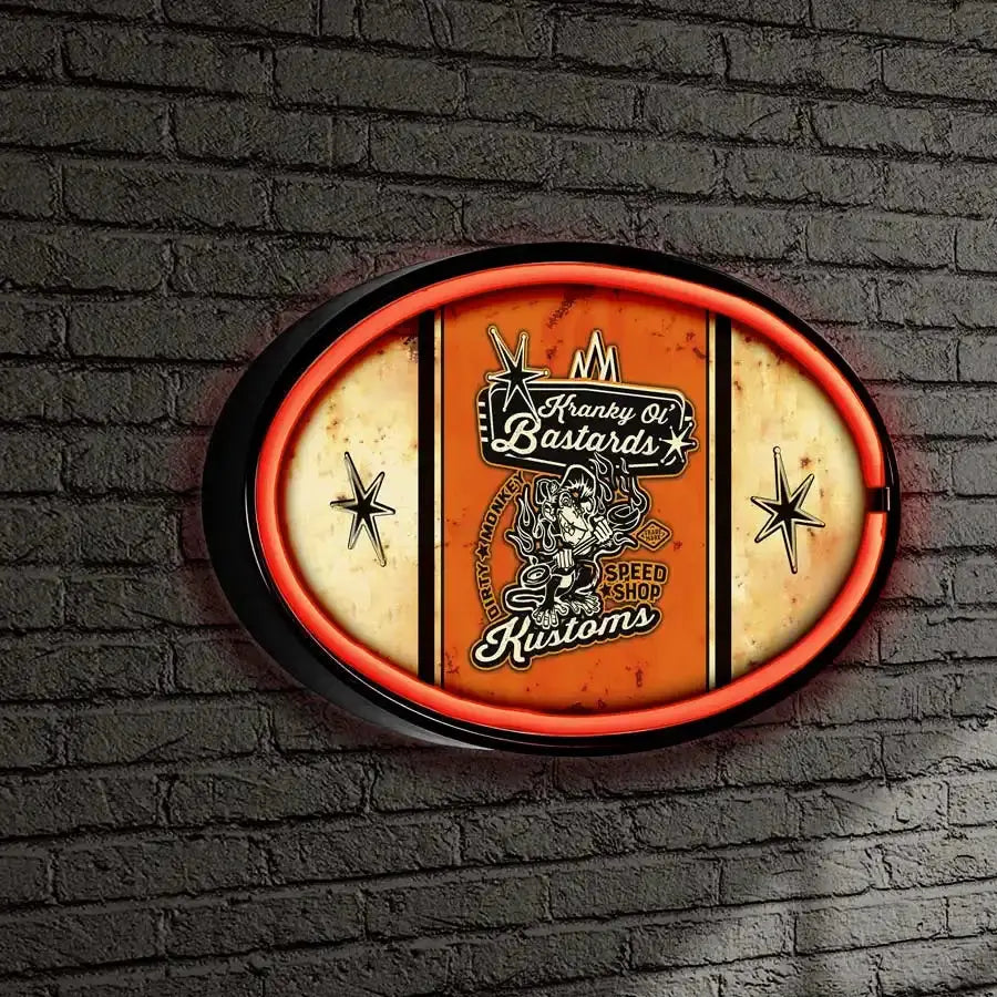 Kranky Ol Bastards Striped LED/Neon Retro Wall Sign