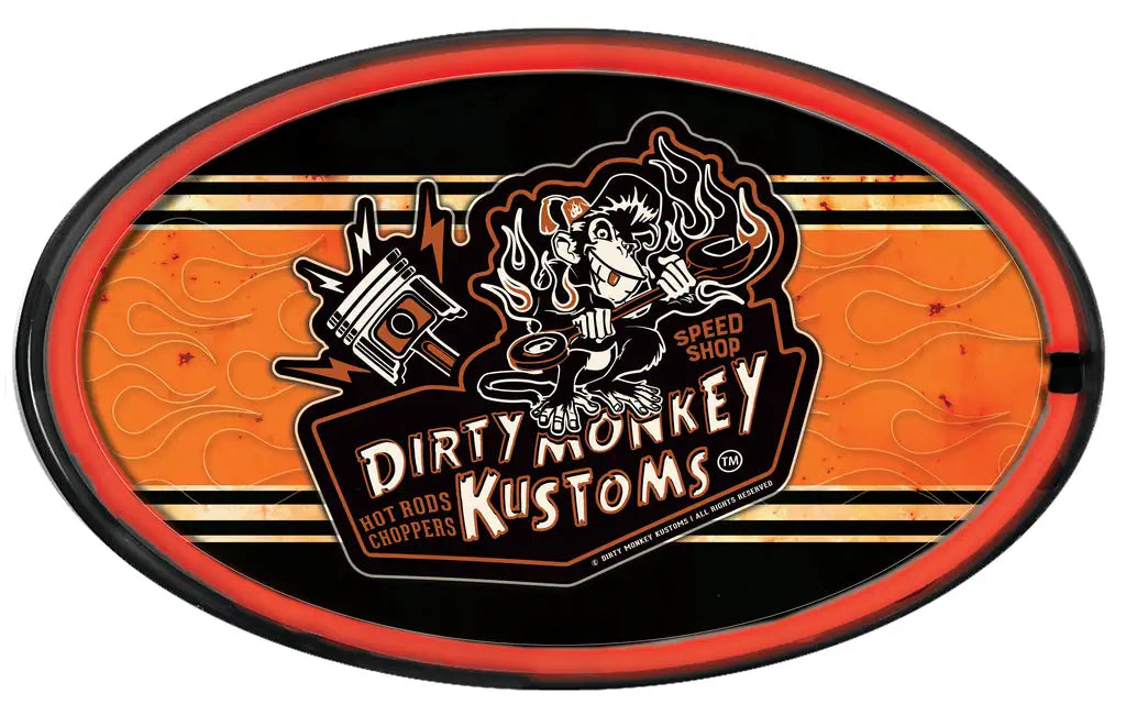 Dirty Monkey Retro Striped LED/Neon Wall Sign