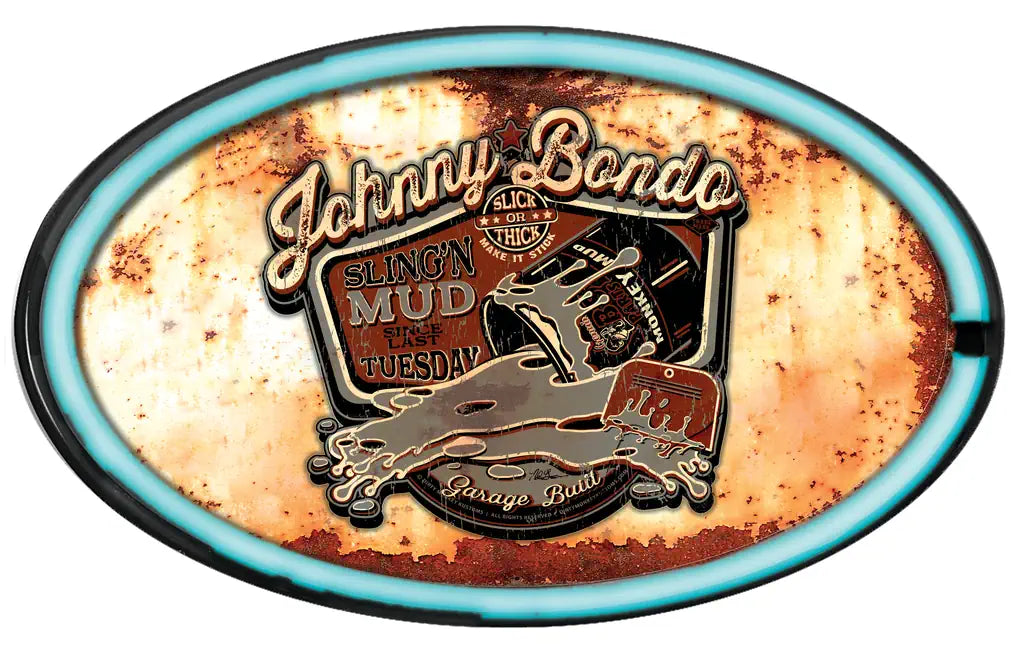 Johnny Bondo LED/Neon Rusty Retro Wall Sign