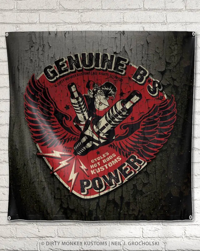 Letrero/pancarta de garaje de Hot Rod vintage con motor BS