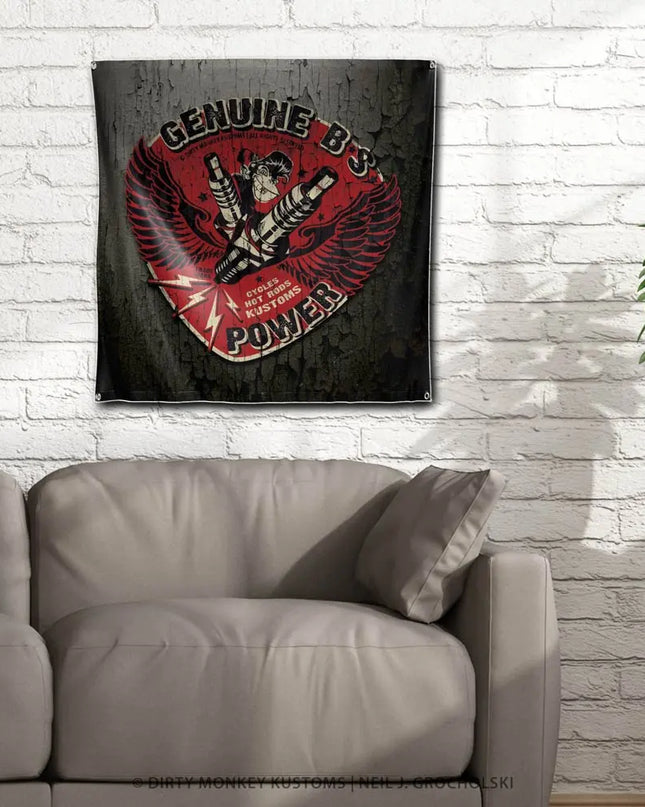 Letrero/pancarta de garaje de Hot Rod vintage con motor BS