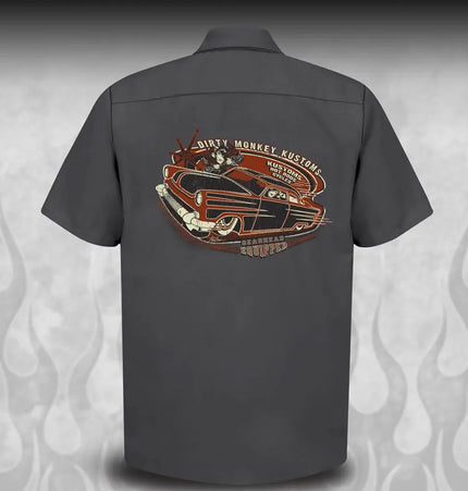 1954 Ford Hot Rod Mechanic Shirt - Dirty Monkey Kustoms USA GearHead Apparel - USA