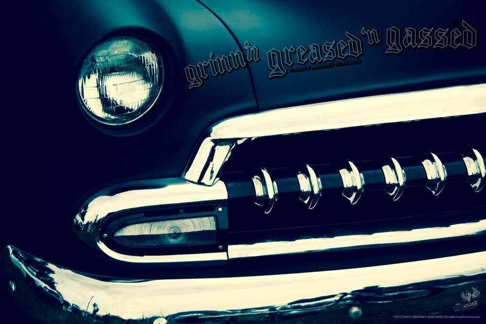"'54 Chevy Blue Boy" Hot Rod photo art poster print - Dirty Monkey Kustoms USA GearHead Apparel - USA