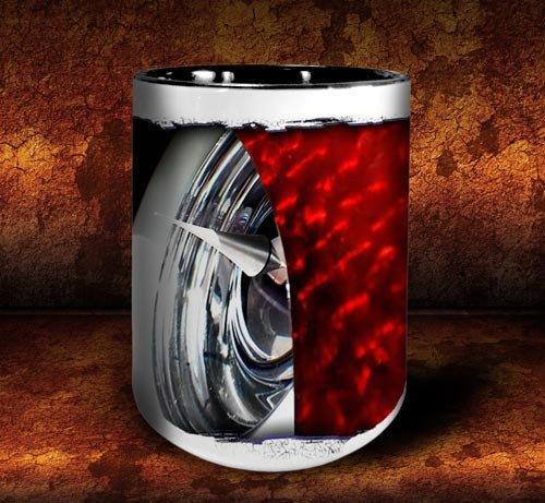 'Spiked Red' kustom hot rod coffee mug - Dirty Monkey Kustoms USA GearHead Apparel - USA