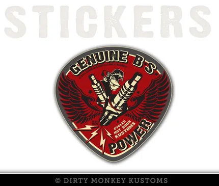 "B*S Power" - Hot Rodder Sticker - Dirty Monkey Kustoms USA GearHead Apparel - USA