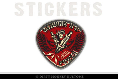 "B*S Power" - Hot Rodder Sticker - Dirty Monkey Kustoms USA GearHead Apparel - USA