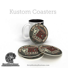 "B*S Speed Parts" HotRodder Kustom Coasters - Dirty Monkey Kustoms USA GearHead Apparel - USA