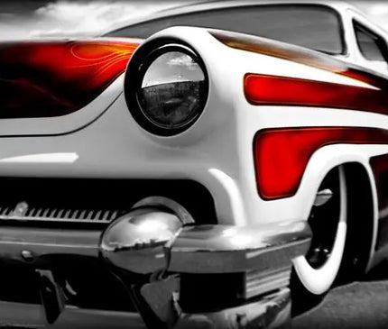 "Burn'n Scallops" Hot Rod garage art photo vinyl print / banner - Dirty Monkey Kustoms Canadian GearHead Shirts & Apparel - Canada