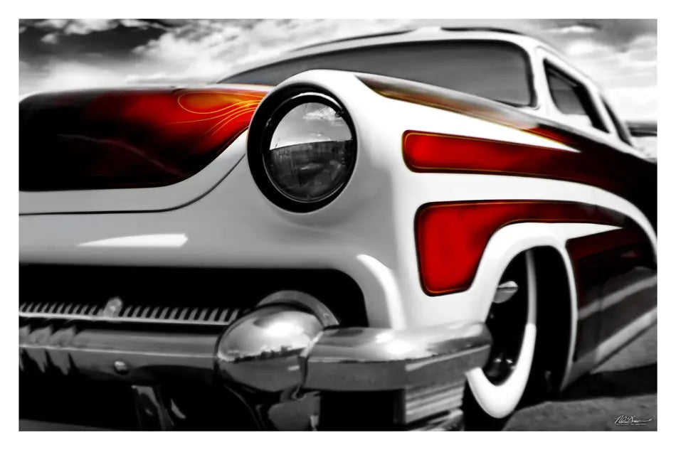 "Burn'n Scallops" Hot Rod photo art poster print - Dirty Monkey Kustoms USA GearHead Apparel - USA