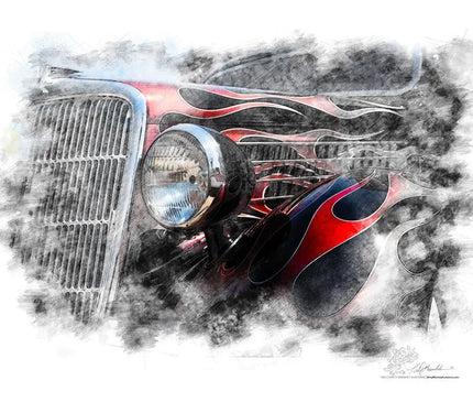 "Cherry Red" Hot Rod photo poster print - Dirty Monkey Kustoms USA GearHead Apparel - USA