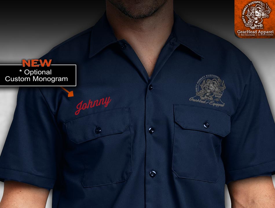 Chopped '49 Merc GearHead Mechanic Shirt Limited Edition - Dirty Monkey Kustoms USA GearHead Apparel - USA