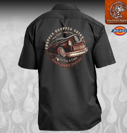 Chopped '49 Merc Hot Rod Mechanic Shirt - Dirty Monkey Kustoms USA GearHead Apparel - USA
