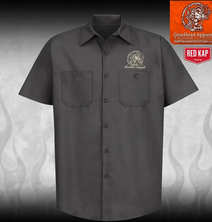 Chopped '49 Merc Hot Rod Mechanic Shirt - Dirty Monkey Kustoms USA GearHead Apparel - USA