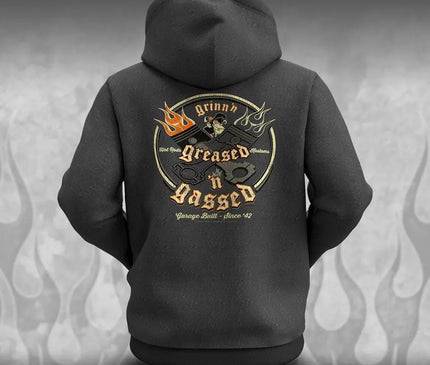 "Crossed Pistons" Hot Rod hoodie - Dirty Monkey Kustoms CDN GearHead Apparel - Canada