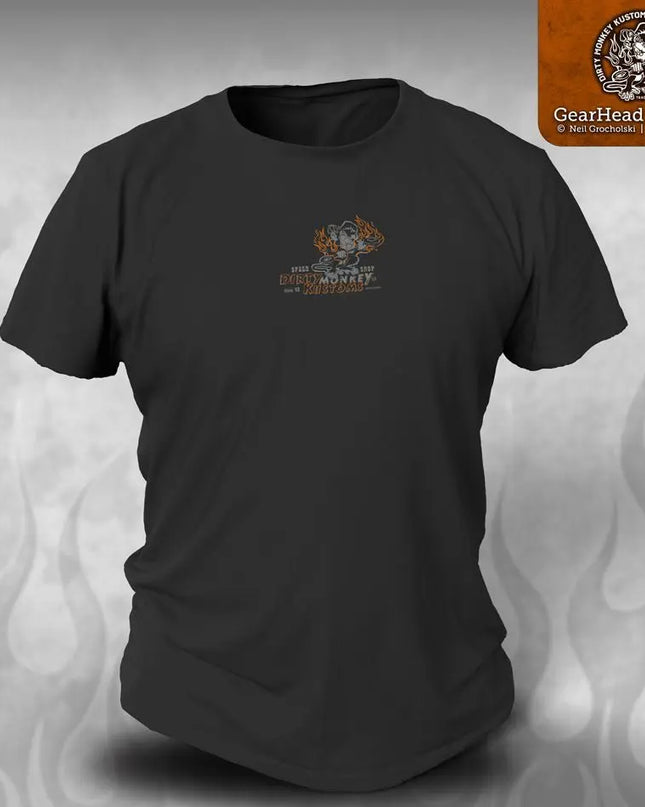 "Crossed Pistons" hot rod t shirt - Kustom original design - Dirty Monkey Kustoms USA GearHead Apparel - USA