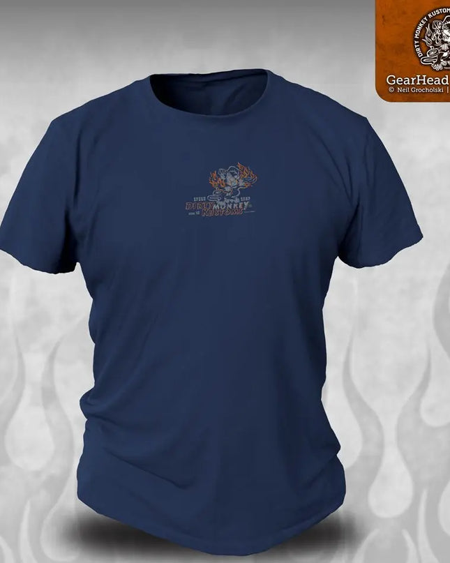 "Crossed Pistons" hot rod t shirt - Kustom original design - Dirty Monkey Kustoms USA GearHead Apparel - USA