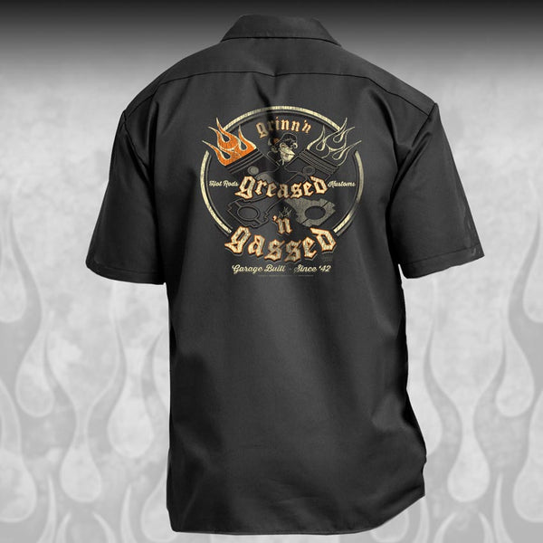 Mechanic Work Shirts - Hot Rod Rockabilly 'Skull & Wrenches' - Dirty Monkey  Kustoms USA GearHead Apparel