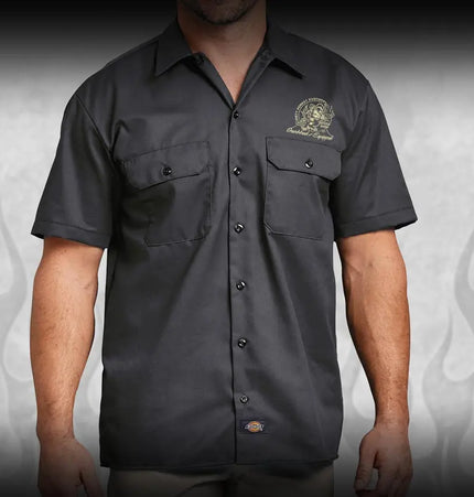 "Crossed Pistons" Kustom Hot Rod mechanic shirt - Dirty Monkey Kustoms CDN GearHead Apparel - Canada
