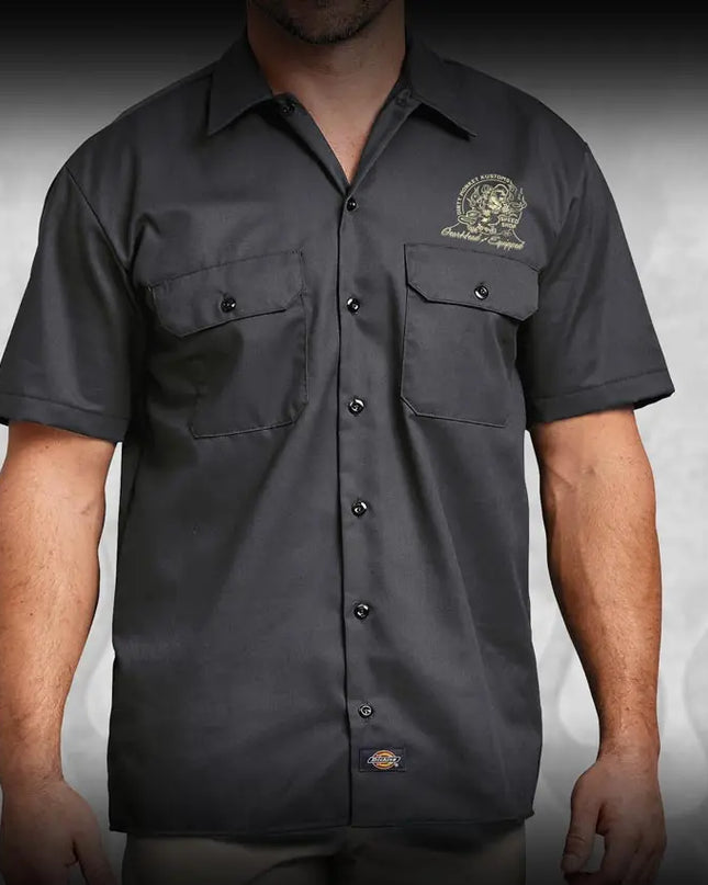 "Crossed Pistons" Kustom Hot Rod mechanic shirt - Dirty Monkey Kustoms CDN GearHead Apparel - Canada