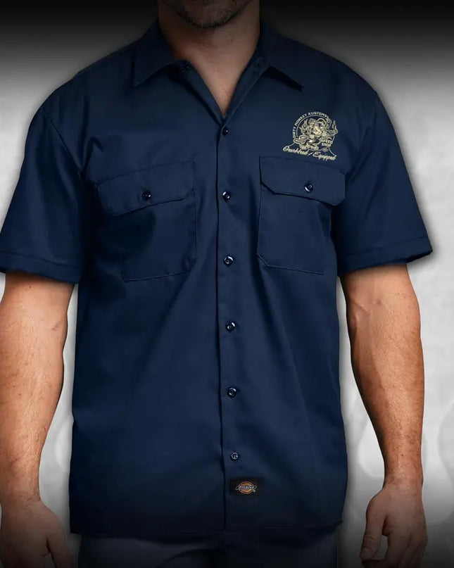 "Crossed Pistons" Kustom Hot Rod mechanic shirt - Dirty Monkey Kustoms CDN GearHead Apparel - Canada