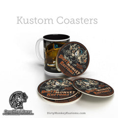 "DIRTY-MONKEY" HotRod Rockabilly Coasters - Dirty Monkey Kustoms USA GearHead Apparel - USA