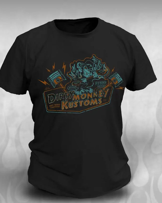 Dirty Monkey Kustoms Hot Rod t shirt - Dirty Monkey Kustoms USA GearHead Apparel - USA