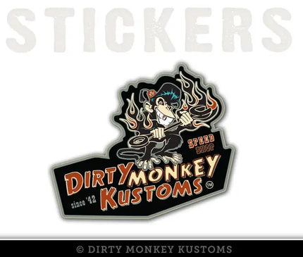 "Dirty Monkey Kustoms Speed Shop" - Sticker - Dirty Monkey Kustoms USA GearHead Apparel - USA