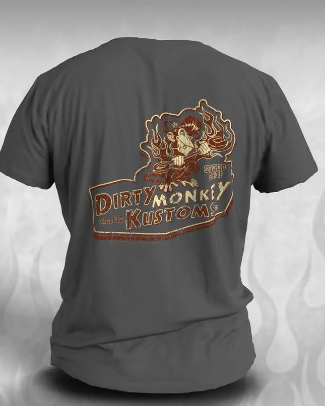 "Dirty Monkey Kustoms" Speed Shop Vintage car guy t shirts - Dirty Monkey Kustoms CDN GearHead Apparel - Canada