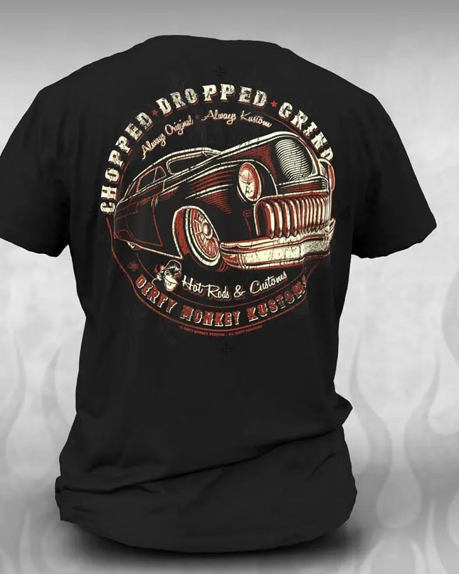 DMK Chopped '49 Merc Hot Rod t shirt - Dirty Monkey Kustoms USA GearHead Apparel - USA