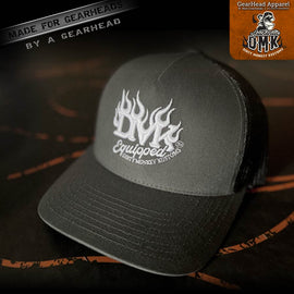 DMK Equipped - flamed car guy embroidered hat - Dirty Monkey Kustoms USA GearHead Apparel - USA