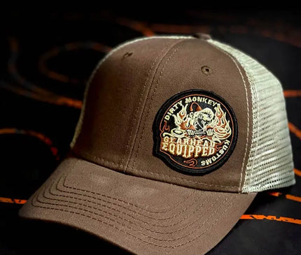 DMK Equipped - Retro Hat - Brown - Dirty Monkey Kustoms USA GearHead Apparel - USA