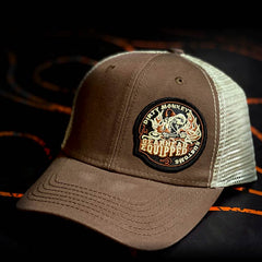 DMK Equipped - Retro Hat - Brown - Dirty Monkey Kustoms USA GearHead Apparel - USA