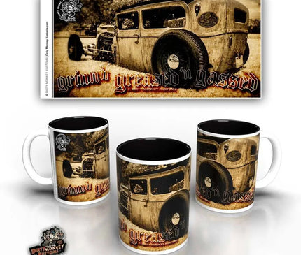 'Low Boy' kustom hot rod coffee mug - Dirty Monkey Kustoms USA GearHead Apparel - USA