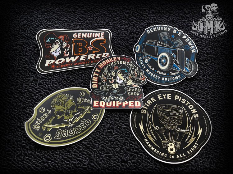 GearHead - Tool Box Sticker 5 PACK v2 - Dirty Monkey Kustoms USA