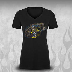 GearHeads 4 Ukraine Support Hot Rod Womens Tee - Dirty Monkey Kustoms Canadian GearHead Shirts & Apparel - Canada