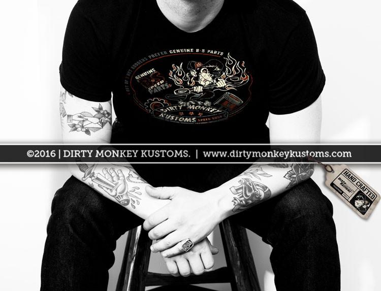 "Genuine B•S" DMK brand Hot Rod t shirts - Dirty Monkey Kustoms CDN GearHead Apparel - Canada