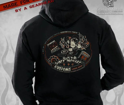 "Genuine B*S Parts" - hoodie - Dirty Monkey Kustoms USA GearHead Apparel - USA