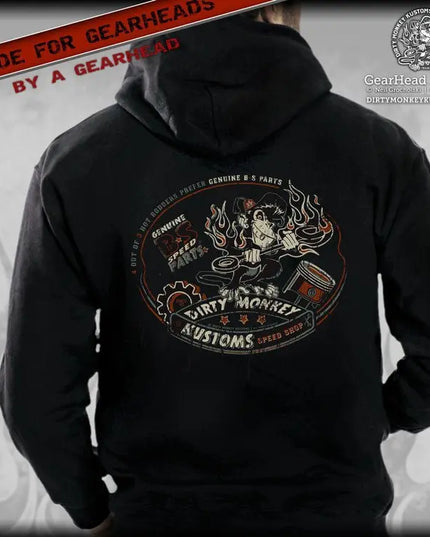 "Genuine B*S Parts" - hoodie - Dirty Monkey Kustoms USA GearHead Apparel - USA