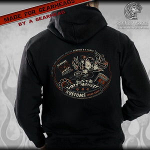"Genuine B*S Parts" - hoodie - Dirty Monkey Kustoms USA GearHead Apparel - USA