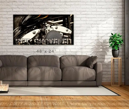 "Get Shoveled" Kustom Harley Shovelhead vinyl photo print - Dirty Monkey Kustoms CDN GearHead Apparel - Canada