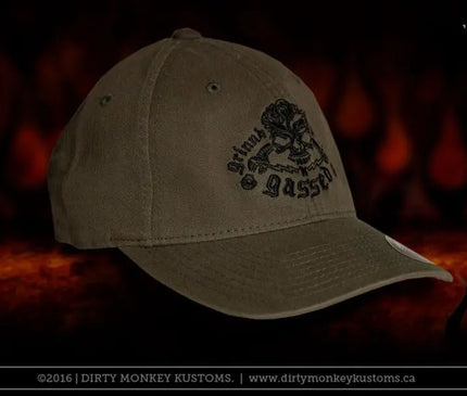 GGG Rockabilly Skull - Olive color Flex Fit hat - Dirty Monkey Kustoms USA GearHead Apparel - USA