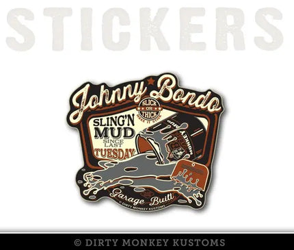 "Johnny Bondo" - Hot Rodder Sticker - Dirty Monkey Kustoms USA GearHead Apparel - USA