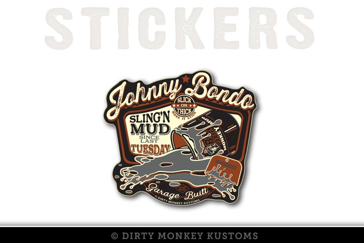 "Johnny Bondo" - Hot Rodder Sticker - Dirty Monkey Kustoms USA GearHead Apparel - USA
