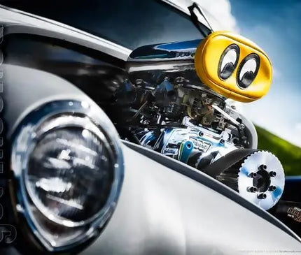 Kustom "Got Mooned" original Street Rod photo garage banner - Dirty Monkey Kustoms USA GearHead Apparel - USA
