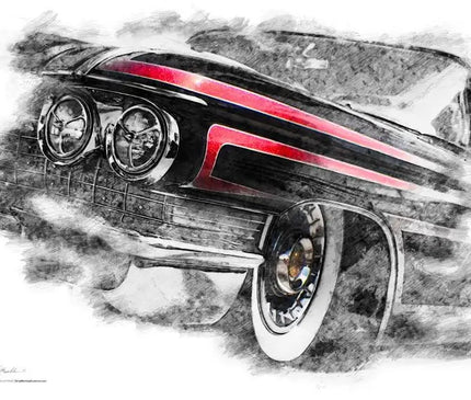 "Line Em Up" 1960 Cadillac Hot Rod photo poster print - Dirty Monkey Kustoms CDN GearHead Apparel - Canada