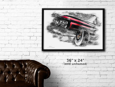 "Line Em Up" 1960 Cadillac Hot Rod photo poster print - Dirty Monkey Kustoms CDN GearHead Apparel - Canada