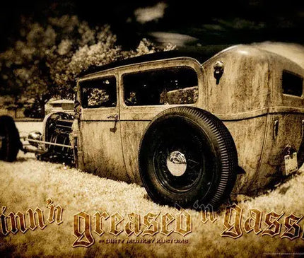 "Low Boy" original Rat Rod '29 Ford garage art CANVAS print - Dirty Monkey Kustoms USA GearHead Apparel - USA