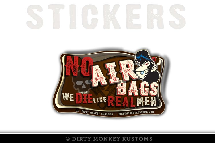 "No Air Bag" - Hot Rodder Sticker - Dirty Monkey Kustoms USA GearHead Apparel - USA